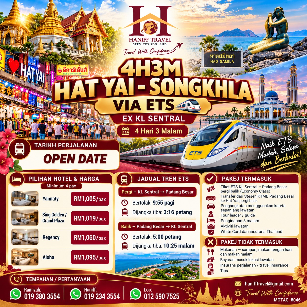Poster Hat Yai–Songkhla via ETS 4H3M Open Date